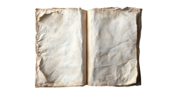 Ancient Worn Book Pages Open Displaying Blank Textured Paper png
