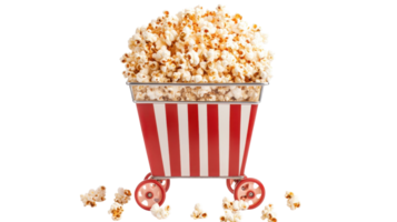 A Vibrant Popcorn Cart with a Glass Top and Red Stripe Perfect for Events and Fairs. png