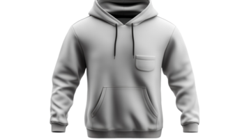 Front view of a plain gray hoodie on a transparent background showcasing its design details and casual style perfect for everyday wear. png