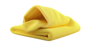Soft yellow towel folded neatly on a white background, ideal for home use or spa settings. png