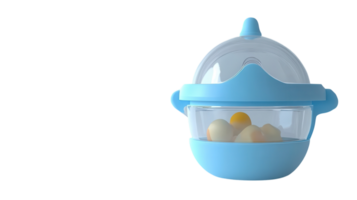 Innovative baby food container designed for easy storage and feeding, featuring a clear top and secure lid for freshness. png