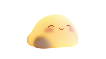 Cute yellow blob character with a smiling expression isolated on a transparent background for creative projects. png