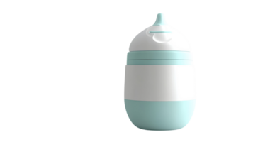 A modern baby bottle designed with ergonomic features in a soothing color scheme, perfect for feeding infants anytime. png