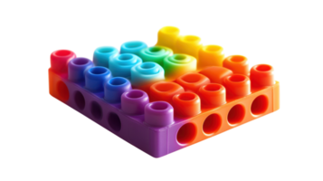 Colorful building blocks arranged in a rainbow pattern on a transparent background suitable for children's play and creativity. png