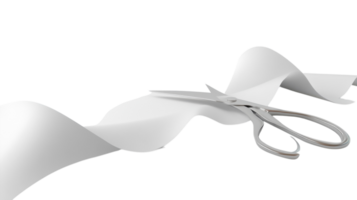 A Pair of Scissors Cutting Paper on a White Background for Crafting, Office Use, and DIY Projects. png