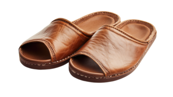 A Pair of Soft Leather Slippers Ideal for Home Comfort and Relaxation with a Classic Touch. png