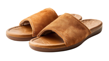 A Pair of Luxurious Leather Slippers Perfect for Relaxation and Comfort at Home or During Travel with Stylish Design. png