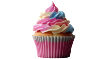A Realistic Cupcake with Colorful Frosting Perfect for Bakery Menus or Food Blogs to Entice Desserts Lovers. png