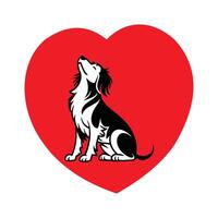 Loving Border Collie in a Heart Shape Design and inside Love Dog. vector