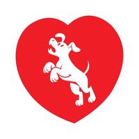 Playful Dog Silhouette in a Heart Shape, Perfect for Pet Lovers vector