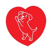 A joyful dog illustration, set within a heart shape, perfect for pet lovers. vector