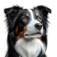 Portrait of a black and brown dog with bright eyes against a plain background isolated on transparent background. png