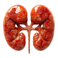 Detailed view of healthy kidney anatomy with vibrant coloration and distinct structural features visible in clarity isolated on transparent background. png