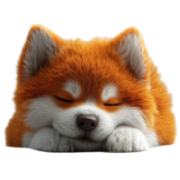 Adorable sleeping orange dog with fluffy fur resting peacefully in a cozy setting isolated on transparent background. png
