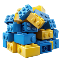 Colorful building blocks stacked creatively at a play area, inviting imaginative construction fun isolated on transparent background. png