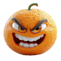 Angry orange with a mischievous grin expressing a bold personality in a creative design isolated on transparent background. png