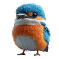 Colorful and fluffy bird with vibrant feathers standing proudly on a plain background in a playful pose isolated on transparent background. png