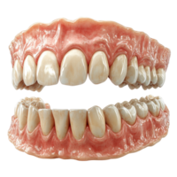 Detailed model of human teeth and gums displaying dental anatomy and structure for educational purposes isolated on transparent background. png