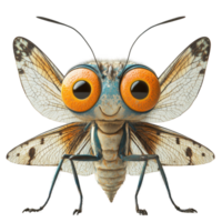 Colorful insect with large eyes and detailed wings on a plain background isolated on transparent background. png