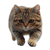 Cat approaching camera with curious expression in a bright indoor setting during daytime isolated on transparent background. png