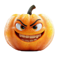 sorridente e malizioso zucca con espressive facciale Caratteristiche impostato contro un' bianca sfondo isolato su trasparente sfondo. png