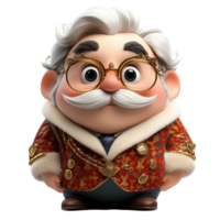Unique animated character wearing a luxurious red coat and glasses in a playful design isolated on transparent background. png