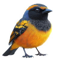 Vibrant bird perched with colorful plumage in natural habitat showcasing intricate feather patterns isolated on transparent background. png