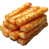 Crispy golden cheese sticks piled high, ready for tasty bites and delightful snacking moments at the party isolated on transparent background. png