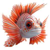 Unique fish with vibrant red and white patterns swimming in clear water isolated on transparent background. png