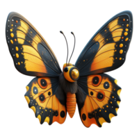 Vibrant butterfly perched on a leaf showcasing vivid colors in a natural setting isolated on transparent background. png