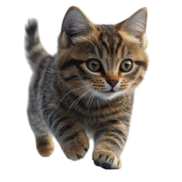 Playful kitten exploring its surroundings with curiosity and excitement in indoor lighting isolated on transparent background. png