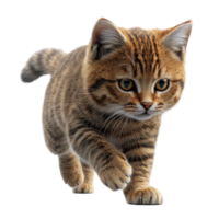 Striped kitten exploring the environment with curiosity and playfulness isolated on transparent background. png