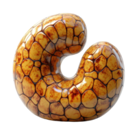 Unique abstract sculpture resembling a shell displayed against a plain background, showcasing intricate textures and colors isolated on transparent background. png