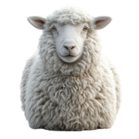 Fluffy white sheep resting comfortably in a peaceful natural setting at dawn isolated on transparent background. png
