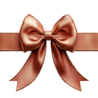 Bow ribbon in elegant rose gold color displayed on a white background for gift wrapping and decoration isolated on transparent background. png