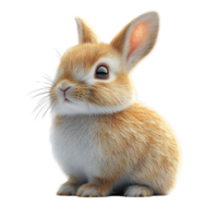 Small fluffy bunny sitting peacefully on a white background with bright eyes and soft fur isolated on transparent background. png
