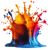 Vibrant paint splashes create a dynamic display of color in an artistic explosion isolated on transparent background. png