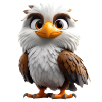 Cartoon owl character stands confidently with an inviting expression in a friendly and colorful design isolated on transparent background. png