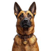 Majestic dog portrait showcasing alert expression and prominent ears, highlighting its strong features and loyal nature isolated on transparent background. png