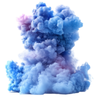 Colorful smoke cloud billowing in shades of blue and purple, creating a mesmerizing visual effect isolated on transparent background. png