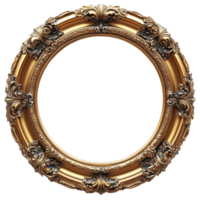 Elegant vintage circular frame with intricate patterns displayed in a neutral background for showcasing artwork or photographs isolated on transparent background. png