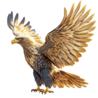 Majestic eagle spreads its wings against a bright background in a display of power and grace isolated on transparent background. png