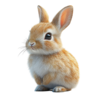Cute fluffy rabbit sitting calmly, showcasing its soft fur and expressive eyes in a playful stance isolated on transparent background. png