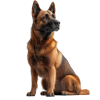 Dog sitting attentively in a studio setting with soft lighting and neutral backdrop showcasing strong muscular build isolated on transparent background. png