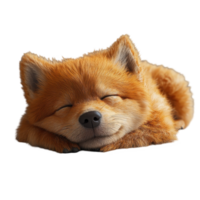 Cute fluffy animal sleeping peacefully on a soft surface in a cozy indoor setting isolated on transparent background. png