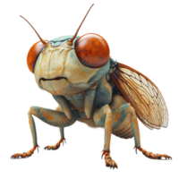 Detailed close-up of a realistic insect with striking features and vibrant colors in a natural setting isolated on transparent background. png