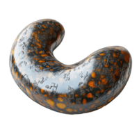Unique glossy stone resembling a kidney bean with intricate patterns and colors observed in an artistic context isolated on transparent background. png