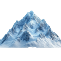 Snow-covered mountain range with sharp peaks under bright light during daylight hours isolated on transparent background. png