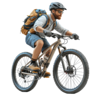 Mountain biker navigating a rugged trail in summer, enjoying the thrill of the descent isolated on transparent background. png