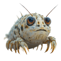 Unique aquatic creature with striking eyes and textured body found in a coastal environment during daytime isolated on transparent background. png